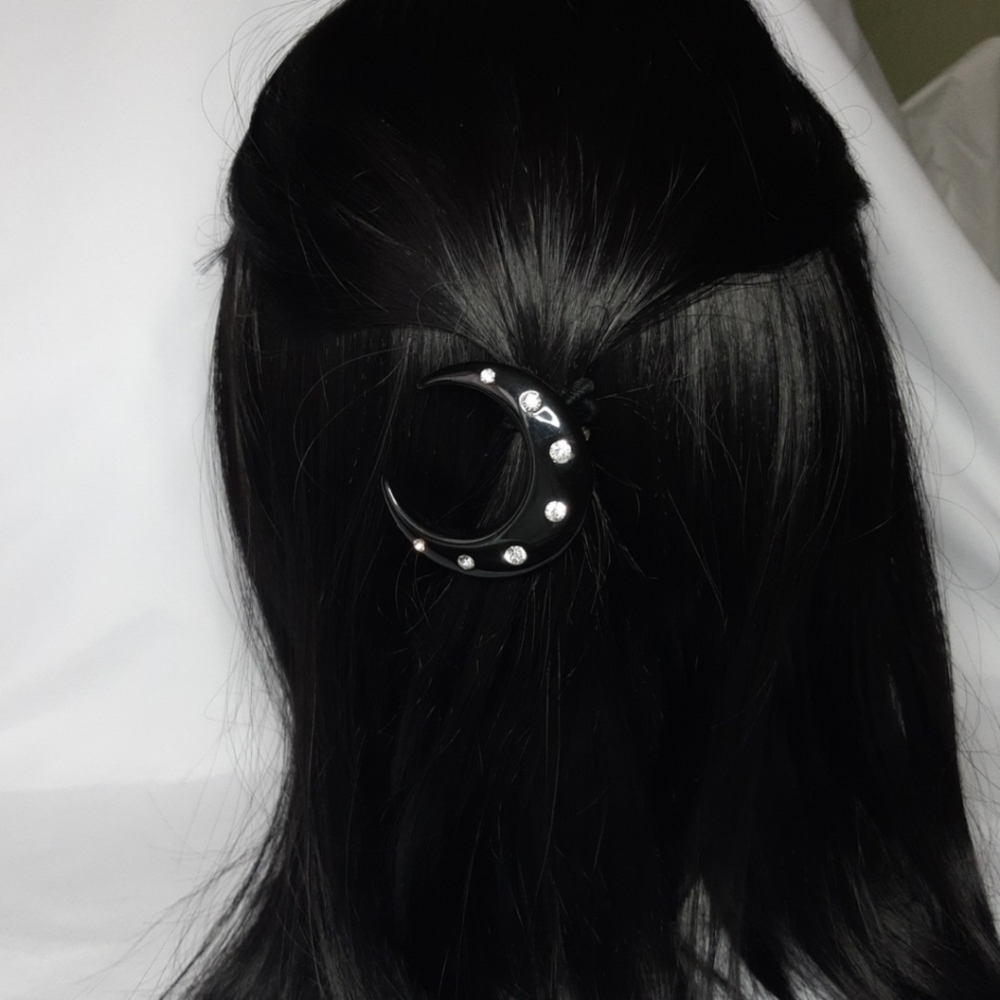 Black Crescent Moon Brooch